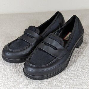 Hunter Penny Loafer US 6/EU 36 Black Rubber Waterproof Slip On Rain Shoes VGUC